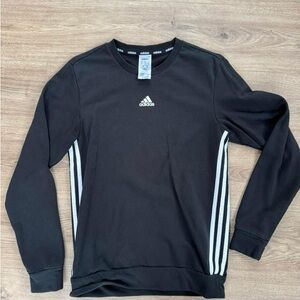 adidas Black Crewneck Sweatshirt with White Side Stripes